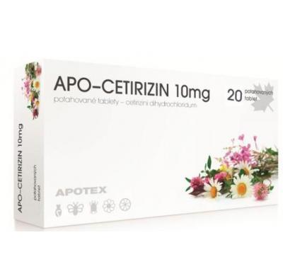 APO-CETIRIZIN 10 MG  20X10MG Potahované tablety, APO-CETIRIZIN, 10, MG, 20X10MG, Potahované, tablety