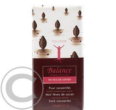 Balance 72% hořká čokoláda s kakaovými boby bez přidaného cukru 100g, Balance, 72%, hořká, čokoláda, kakaovými, boby, bez, přidaného, cukru, 100g