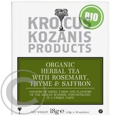 BIO bylinný čaj Krocus Kozanis s rozmarýnem, tyminánem a šafránem, BIO, bylinný, čaj, Krocus, Kozanis, rozmarýnem, tyminánem, šafránem