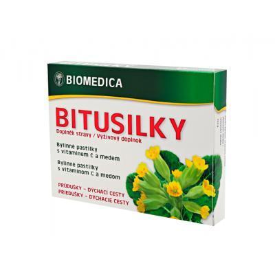 Biomedica Bitusilky 15 bylinných pastilek s medem a vitaminem C, Biomedica, Bitusilky, 15, bylinných, pastilek, medem, vitaminem, C
