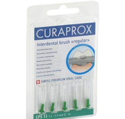 Curaprox CPS011 regular mezizubní kartáček 1,1 - 2,5 mm tmavě zelený 5 ks, Curaprox, CPS011, regular, mezizubní, kartáček, 1,1, 2,5, mm, tmavě, zelený, 5, ks
