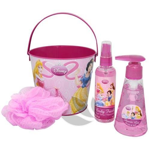 Disney Princess - tělový sprej 100 ml   sprchový gel 125 ml   houba na mytí   plechový kyblíček, Disney, Princess, tělový, sprej, 100, ml, , sprchový, gel, 125, ml, , houba, mytí, , plechový, kyblíček