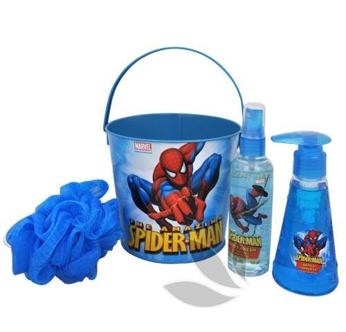 Disney Spiderman - tělový sprej 100 ml   sprchový gel 125 ml   houba na mytí   plechový kyblíček, Disney, Spiderman, tělový, sprej, 100, ml, , sprchový, gel, 125, ml, , houba, mytí, , plechový, kyblíček