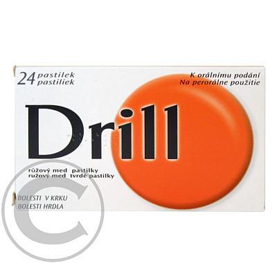 DRILL RŮŽOVÝ MED PASTILKY  24 Pastilky rozp. v ústech, DRILL, RŮŽOVÝ, MED, PASTILKY, 24, Pastilky, rozp., ústech