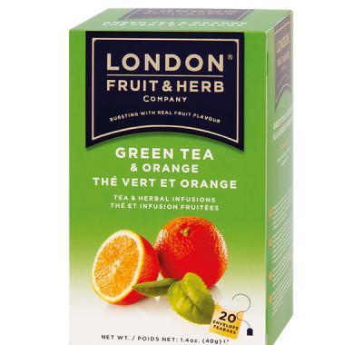 LONDON FRUIT & HERB Zelený čaj s pomerančem 20x2 g, LONDON, FRUIT, &, HERB, Zelený, čaj, pomerančem, 20x2, g