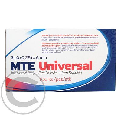 Jehly MTE Universal 31G 0.25x6mm pro inzulínová pera 100ks, Jehly, MTE, Universal, 31G, 0.25x6mm, inzulínová, pera, 100ks