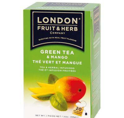 LONDON FRUIT & HERB Zelený čaj s mangem 20x2 g, LONDON, FRUIT, &, HERB, Zelený, čaj, mangem, 20x2, g