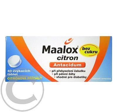 MAALOX BEZ CUKRU CITRON  40 Žvýkací tablety, MAALOX, BEZ, CUKRU, CITRON, 40, Žvýkací, tablety