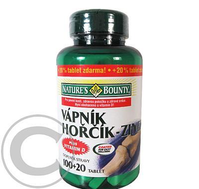 NATURE'S Bounty Vápník-hořčík-zinek vitamin D tbl.100 20, NATURE'S, Bounty, Vápník-hořčík-zinek, vitamin, D, tbl.100, 20