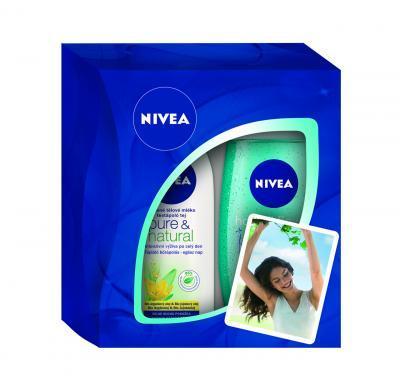 NIVEA Vánoční dámská kazeta Pure (výživné tělové mléko   sprchový gel)