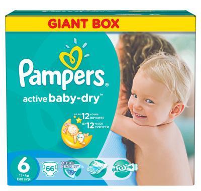 Pampers Active baby GiantPack  Extra large 66 ks, Pampers, Active, baby, GiantPack, Extra, large, 66, ks
