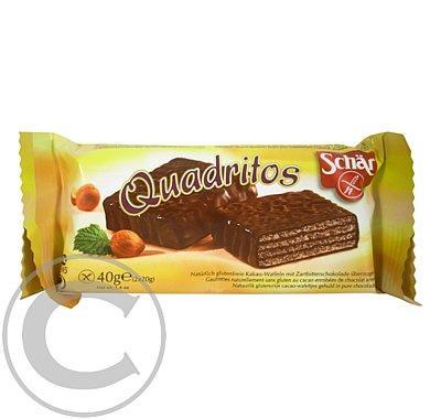 Quadritos 40g kakaové vafle bezlepkové v hořké čokoládě, Quadritos, 40g, kakaové, vafle, bezlepkové, hořké, čokoládě