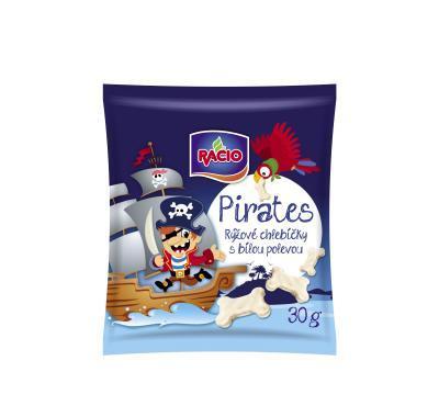 RACIO Pirates Rýžové chlebíčky s bílou polevou jogurtová příchuť 30g, RACIO, Pirates, Rýžové, chlebíčky, bílou, polevou, jogurtová, příchuť, 30g