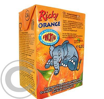 RICKY pomerančový nápoj 20 % 200 ml tetrapack   brčko, RICKY, pomerančový, nápoj, 20, %, 200, ml, tetrapack, , brčko