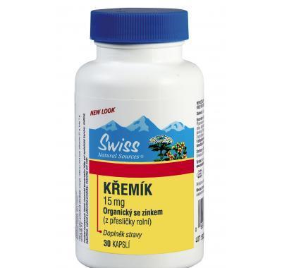 Swiss KŘEMÍK organický 15 mg 30 kapslí, Swiss, KŘEMÍK, organický, 15, mg, 30, kapslí