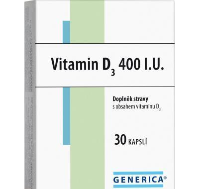 GENERICA Vitamin D3 400 I.U. 30 kapslí, GENERICA, Vitamin, D3, 400, I.U., 30, kapslí
