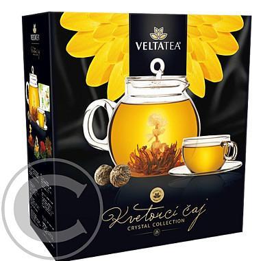 VELTATEA Černá dárková kazeta s kvetoucím čajem konvice