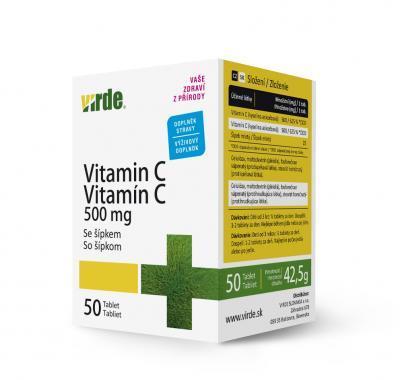 Virde Vitamin C 500 mg se šípkem 50 tablet, Virde, Vitamin, C, 500, mg, se, šípkem, 50, tablet