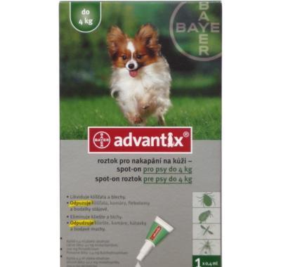 Advantix pro psy spot-on do 4 kg 1 x 0.4 ml, Advantix, psy, spot-on, 4, kg, 1, x, 0.4, ml