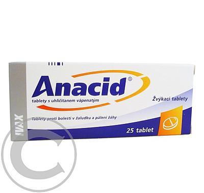 ANACID TABLETY S UHLIČITANEM VÁPENATÝM  25 Žvýkací tablety, ANACID, TABLETY, S, UHLIČITANEM, VÁPENATÝM, 25, Žvýkací, tablety