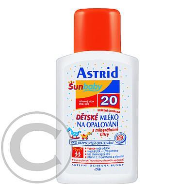 Astrid dětské mléko na opalování F20 minerální 200ml, Astrid, dětské, mléko, opalování, F20, minerální, 200ml