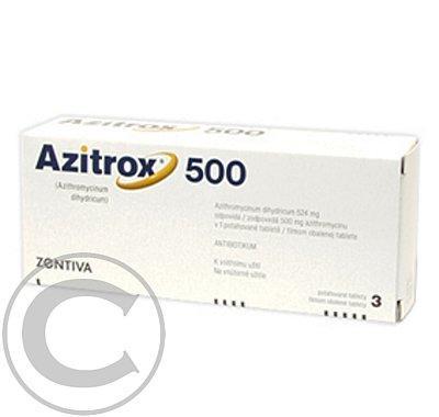 AZITROX 500  3X500MG Potahované tablety, AZITROX, 500, 3X500MG, Potahované, tablety