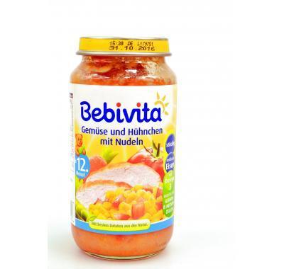 BEBIVITA příkrm zelenina a kuřecí maso s nudlemi 250 g, BEBIVITA, příkrm, zelenina, kuřecí, maso, nudlemi, 250, g