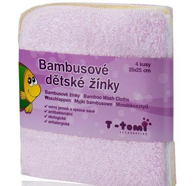 T-TOMI Bambusové dětské žínky růžová 4 kusy