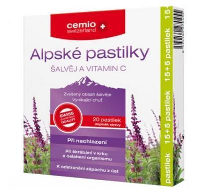 Cemio Alpské pastilky šalvěj a vitamín C 15   5 pastilek, Cemio, Alpské, pastilky, šalvěj, vitamín, C, 15, , 5, pastilek