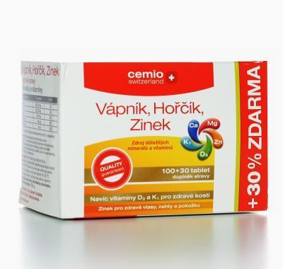 Cemio Vápník, hořčík, zinek   D3 a K1 100   30 tablet zdarma, Cemio, Vápník, hořčík, zinek, , D3, K1, 100, , 30, tablet, zdarma