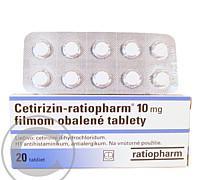 CETIRIZIN-RATIOPHARM 10 MG  20X10MG Potahované tablety, CETIRIZIN-RATIOPHARM, 10, MG, 20X10MG, Potahované, tablety