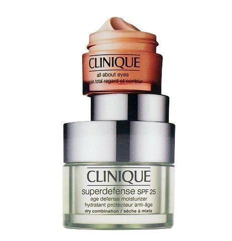 Clinique Moisture Kit  65ml 50ml Superdefense SPF25   15ml All About Eyes Suchá a smíšená pleť, Clinique, Moisture, Kit, 65ml, 50ml, Superdefense, SPF25, , 15ml, All, About, Eyes, Suchá, smíšená, pleť