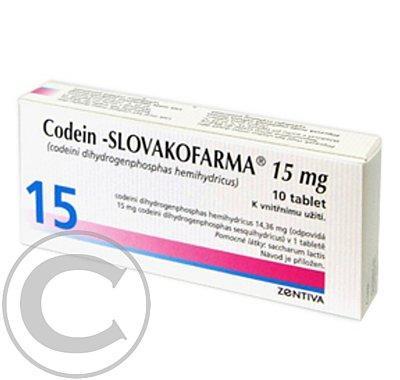 CODEIN SLOVAKOFARMA 15 MG  10X15MG Tablety, CODEIN, SLOVAKOFARMA, 15, MG, 10X15MG, Tablety