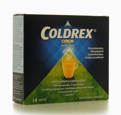 COLDREX HORKÝ NÁPOJ CITRON  14 KS Prášek pro roztok, COLDREX, HORKÝ, NÁPOJ, CITRON, 14, KS, Prášek, roztok