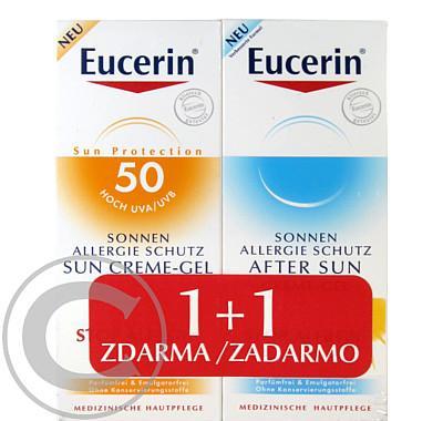 EUCERIN SUN Gel alergický SPF 50  a mléko po opalování 1 1 ZDARMA 2x150 ml, EUCERIN, SUN, Gel, alergický, SPF, 50, mléko, po, opalování, 1, 1, ZDARMA, 2x150, ml