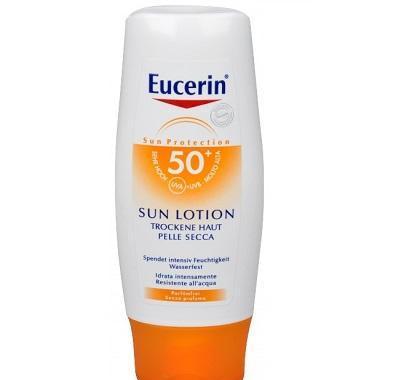 EUCERIN SUN Hydratační mléko SPF 50 na opalování pro suchou pleť 150 ml, EUCERIN, SUN, Hydratační, mléko, SPF, 50, opalování, suchou, pleť, 150, ml