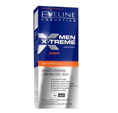 EVELINE MEN X-TREME hydratační krém-gel proti známkám únavy 6v1 50 ml, EVELINE, MEN, X-TREME, hydratační, krém-gel, proti, známkám, únavy, 6v1, 50, ml