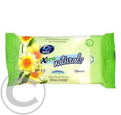 Extra naturals vlhčené ubrousky 15ks, Extra, naturals, vlhčené, ubrousky, 15ks