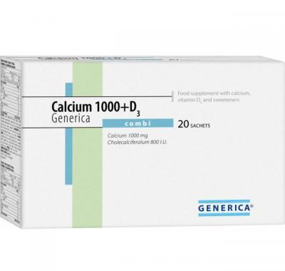 GENERICA Calcium 1000   D3 combi 20 sáčků, GENERICA, Calcium, 1000, , D3, combi, 20, sáčků