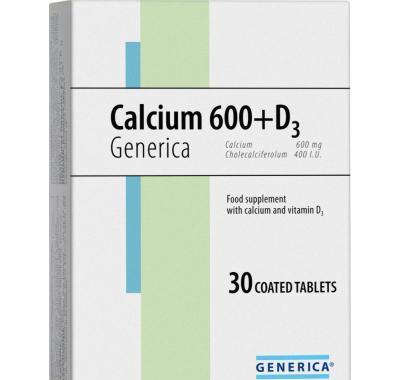 GENERICA Calcium 600   D3 30 tablet, GENERICA, Calcium, 600, , D3, 30, tablet