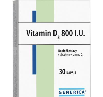 GENERICA Vitamin D3 800 I.U. 30 kapslí, GENERICA, Vitamin, D3, 800, I.U., 30, kapslí