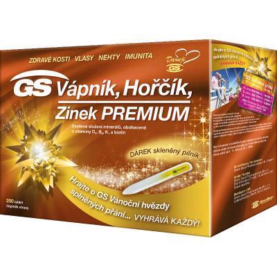 GS Vápník Hořčík Zinek PREMIUM 200 tablet   dárek skleněný pilník