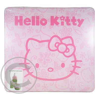 Hello Kitty Body Care Metal Set  250ml Tělový krém   500ml Sprchový gel   30ml Krém na ruce a nehty Kokos a Karité