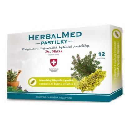 HERBALMED Dr.Weiss pastilky Islandský lišejník, tymián, vitamin C 12 pastilek