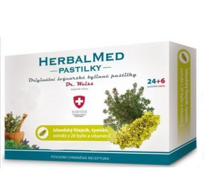 HERBALMED Dr.Weiss pastilky Islandský lišejník, tymián, vitamin C 24 6 pastilek