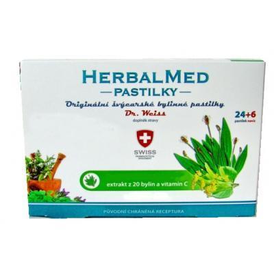 HERBALMED Dr.Weiss pastilky Jitrocel, máta, lípa, vitamin C 24 6 pastilek