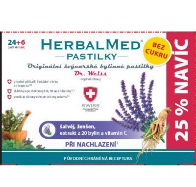 HerbalMed pastilky Dr.Weiss BEZ CUKRU Šalvěj, ženšen   vitamín C 24 6