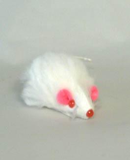 Hračka kočka Myš 5cm kožešinová Bílá 1ks TR