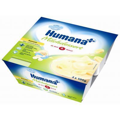 Humana mléčný dezert banán od 6. měsíce 4 x 100 g  : VÝPRODEJ exp. 2015-12-31, Humana, mléčný, dezert, banán, od, 6., měsíce, 4, x, 100, g, :, VÝPRODEJ, exp., 2015-12-31