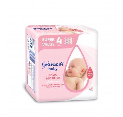 Johnson's Baby Extra Sensitive vlhčené ubrousky 224 kusů, Johnson's, Baby, Extra, Sensitive, vlhčené, ubrousky, 224, kusů